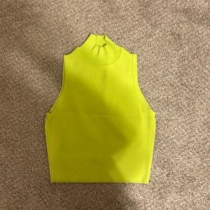 Zara Lime Green High Neck Crop Top